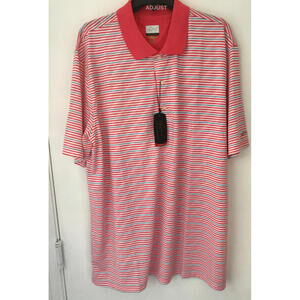 Greg Norman Men' performance shirt, XXL, Orange Striped New with Tags